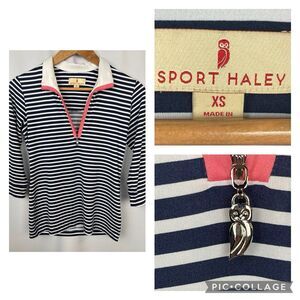 SPORT HALEY Women 3/4 Sleeve Quarter Zip Shirt Golf Striped Size XS